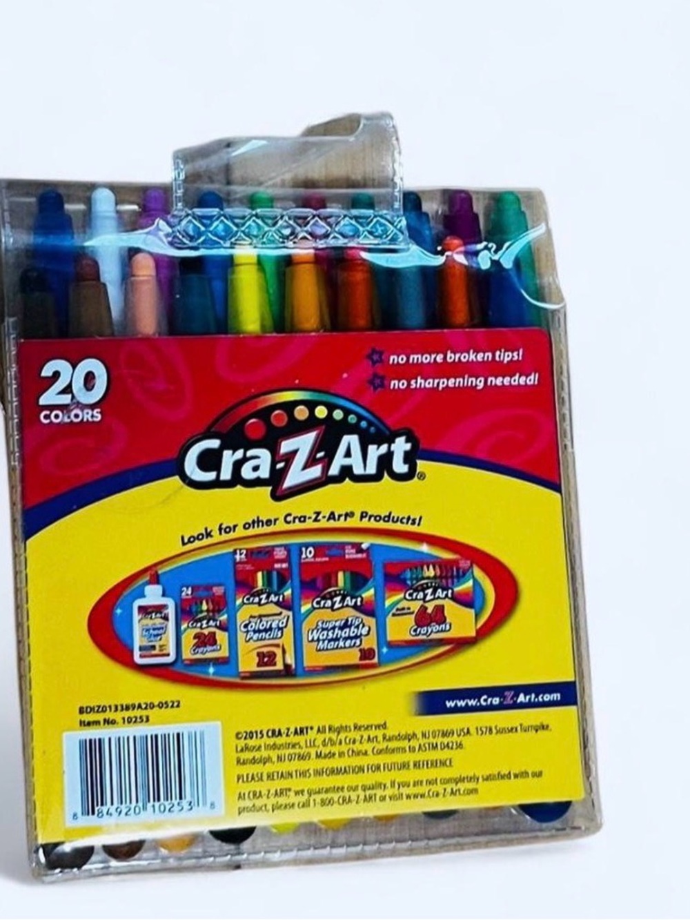 20-Color Crayons – Assorted Bright Colors